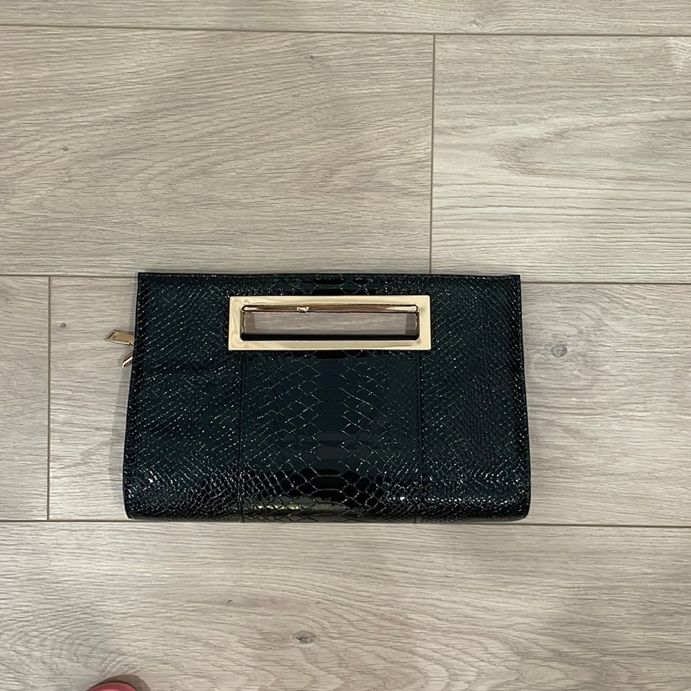 Black clutch - crocodile pattern